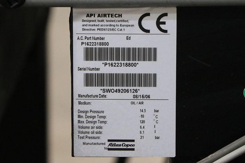 ATLAS COPCO Rotary Screw Air Compressor, Model GA37 VSD