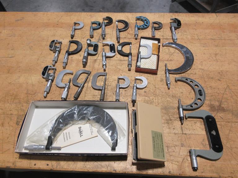 Micrometers, Assorted Brands and Types, Mitutoyo, DoAll, Brown & Sharpe- Auction Item
