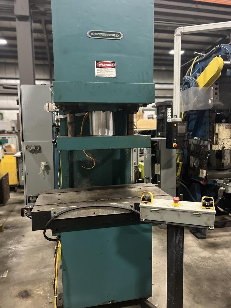 110 ton Greenard Hydraulic press, 11.8" str., vary speed, 23 x 43 bed