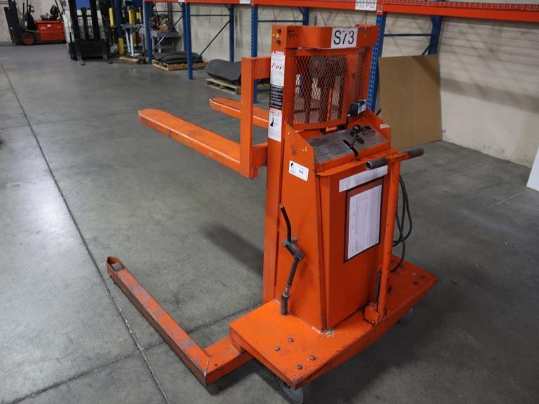 Presto WPS5036-20 Electric Stacker Lift Truck, 2,000# Cap, 36" Lift Height, 42" Forks, 50" Between Outriggers, 12 Volt Battery and Charger- Auction Item