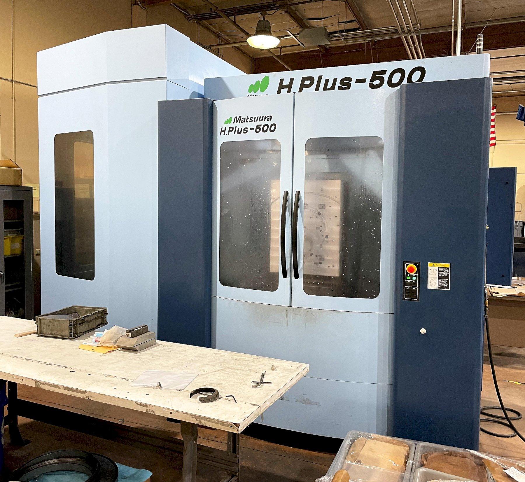 Matsuura HPlus-500 PC2 Horizontal Machining Center 2016 Fanuc 31i Control CT50 Big Plus Spindle 15,000 RPM 245 Tools On 245 Base ATC Full 4th Axis Renishaw NC4 Tool Setter ATS Through Spindle Coolant 