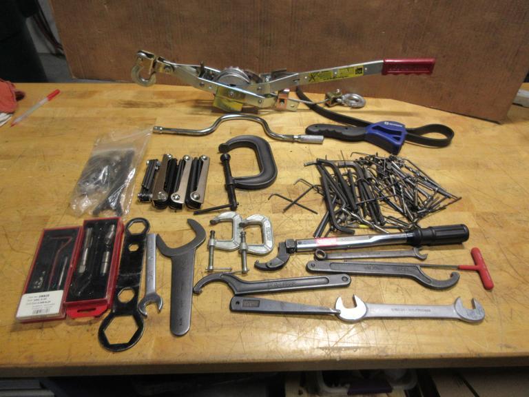 Assorted Hand Tools, Come Along, C Clamps, Wrenches & More- Auction Item