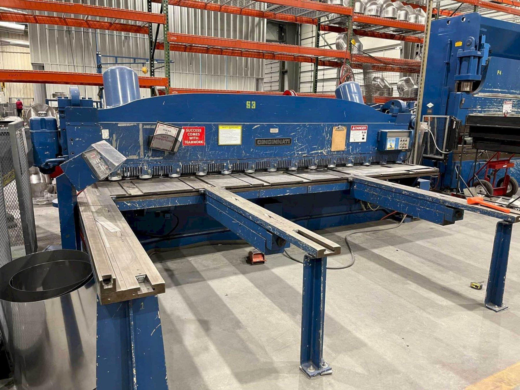 10 GA x 16′ Cincinnati 1816G Hydraulic Shear, 1993