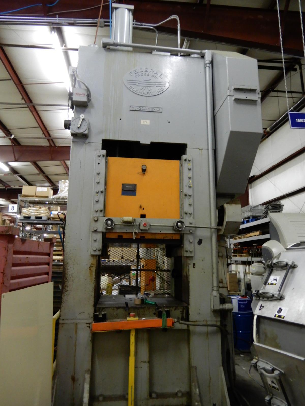 200 TON FEDERAL MODEL S1-200-36-42 STRAIGHT SIDE PRESS: STOCK #69364