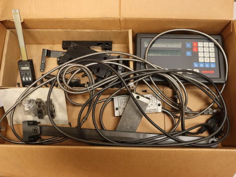 Newall Topaz 2-Axis Digital Readout with COntrol Box, Cables, reader Heads, X and Y Scales for Mill, with Mitutoyo Quill Scale - Auction Item