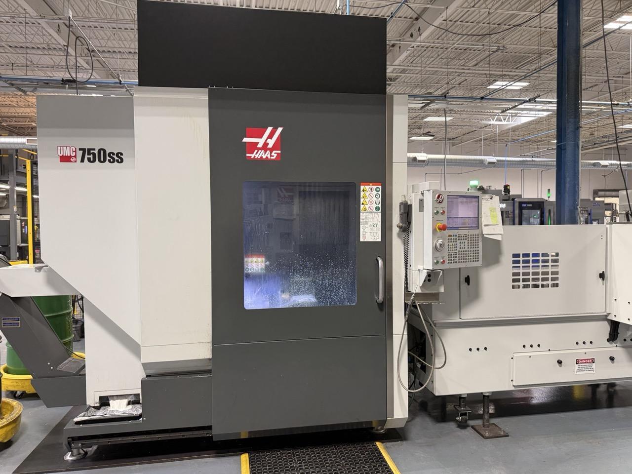 Haas UMC-750SS 5 Axis UMC, 2018 – Midaco Automatic Pallet Changer, TSC, Chip Conveyor