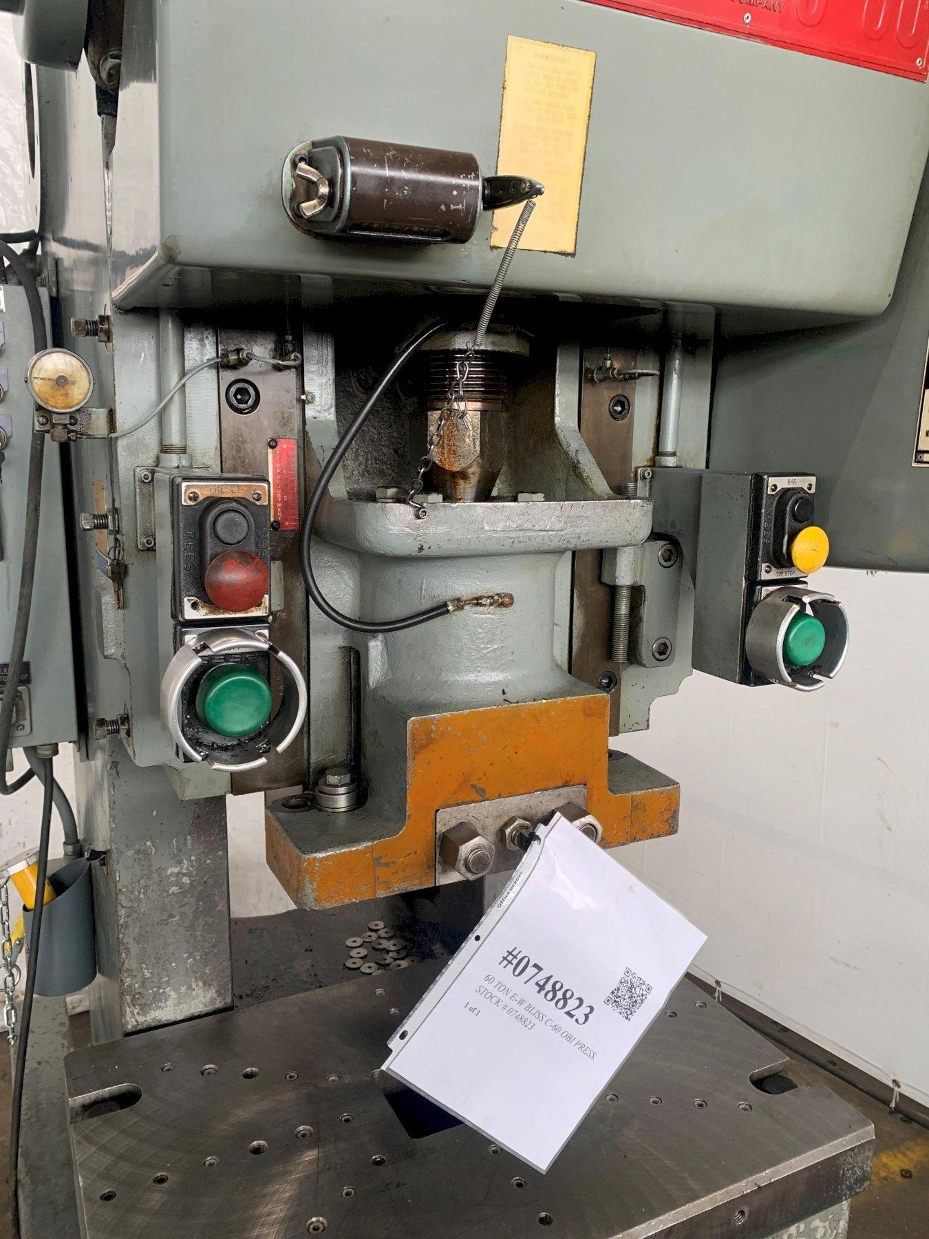 60 TON E-W BLISS C-60 OBI PRESS. STOCK # 0748823