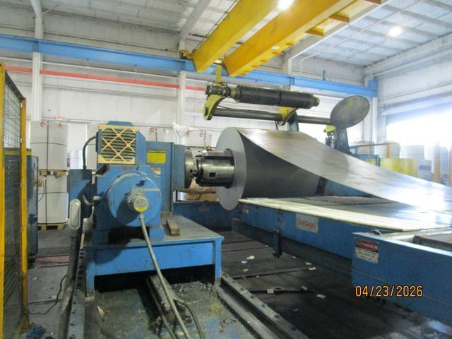 72" x .187" x 50,000# Chicago Triple Injector Head / Turret Recoiler Loop Slitting Line with Braner Banding Line