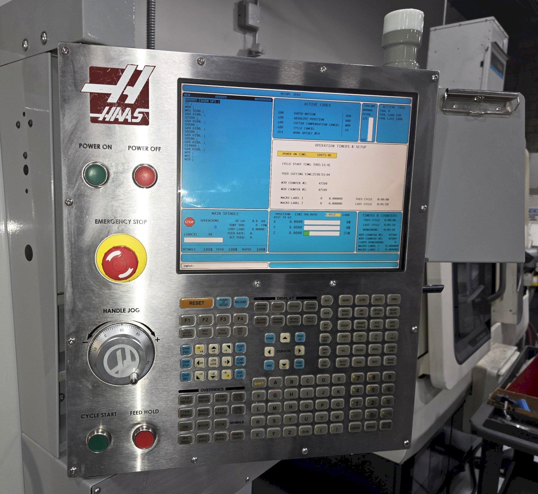 Haas VF-2D Vertical Machining Center 2007 equipped with Coolant Tank, Chip Auger Hours: Cycle Time 3,965 and Cutting Time 2,538