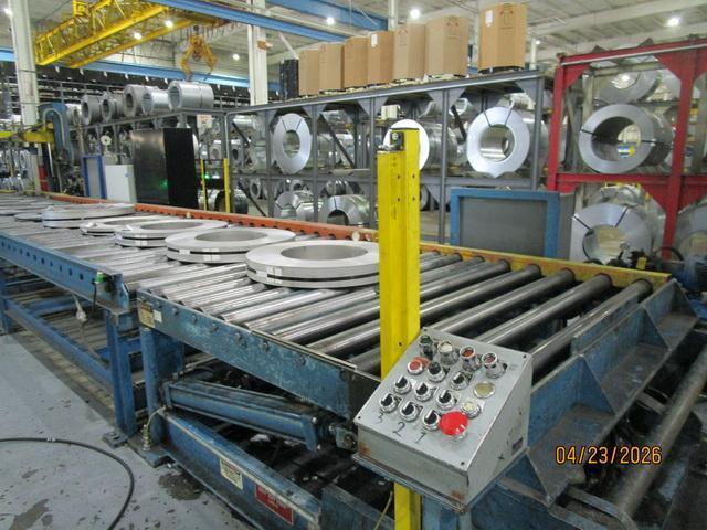 72" x .187" x 50,000# Chicago Triple Injector Head / Turret Recoiler Loop Slitting Line with Braner Banding Line