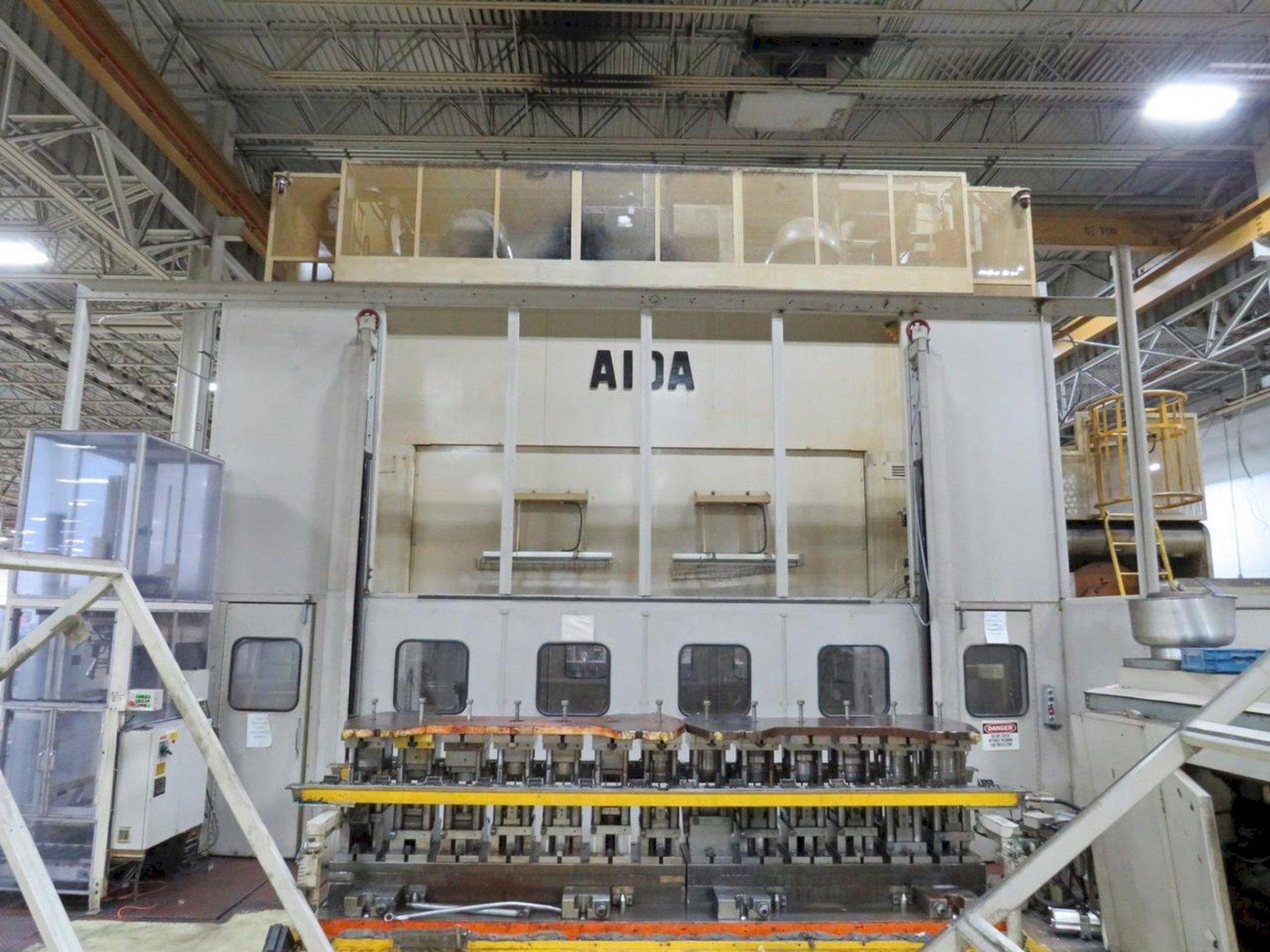 500 metric Ton Aida TMX-S2 Straight Side Double Crank Mechanical Progressive Die Metal Stamping Press, Year 1995