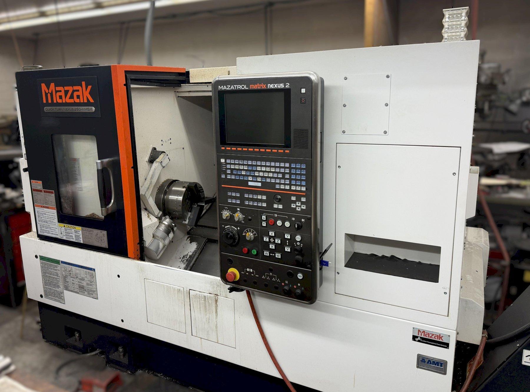 2014 MAZAK QUICK TURN NEXUS 250MSY-II CNC TURNING CENTER, MAZATROL MATRIX NEXUS 2 CONTROL, TWIN SPINDLE, LIVE TOOLING, Y-AXIS, TOOL EYE, CHIP CONVEYOR