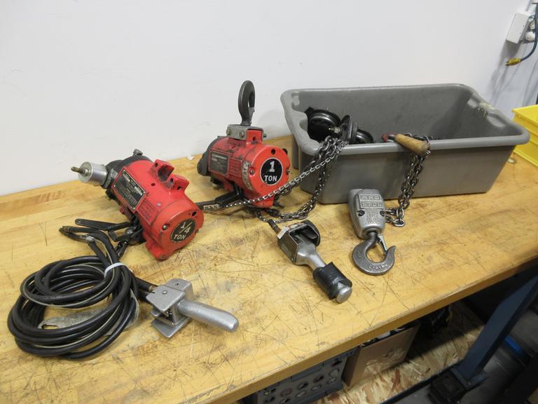 ARO Pneumatic Chain Hoists 1 Ton & 1/4 Ton & Assorted Parts- Auction Item