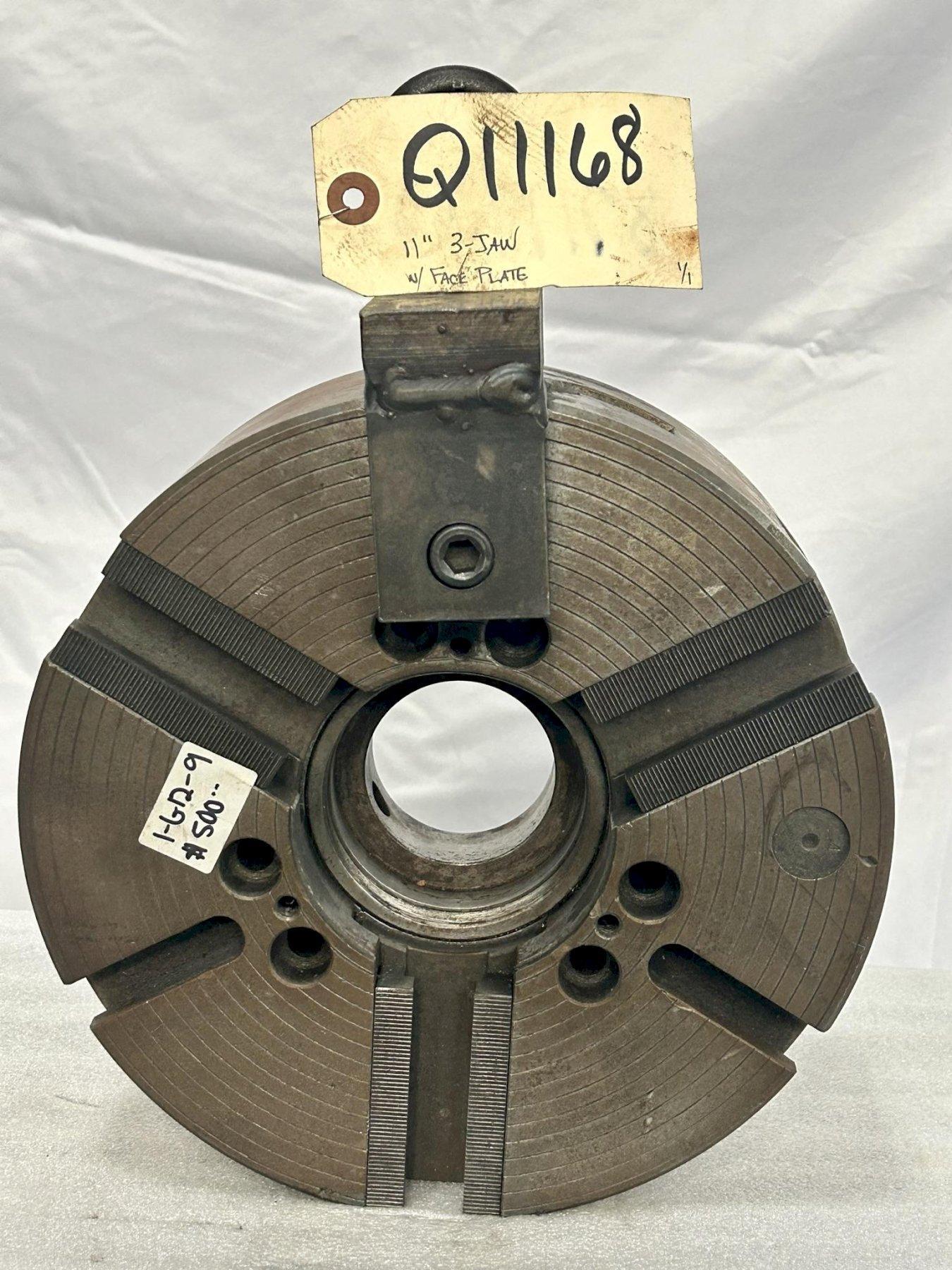 11" NIKKO 3-JAW MANUAL CHUCK, 2-10/16" Through Hole, Flat Back