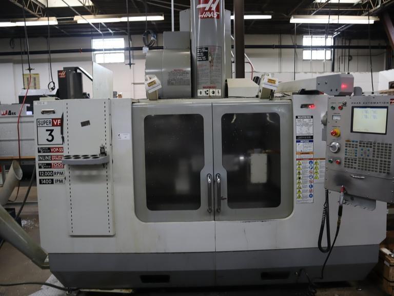 Haas VF-3SS CNC Vertical Machining Center, 12K Spindle, 24 Station SMTC, Probing, 4th-Axis Brushless Drive- Auction Item