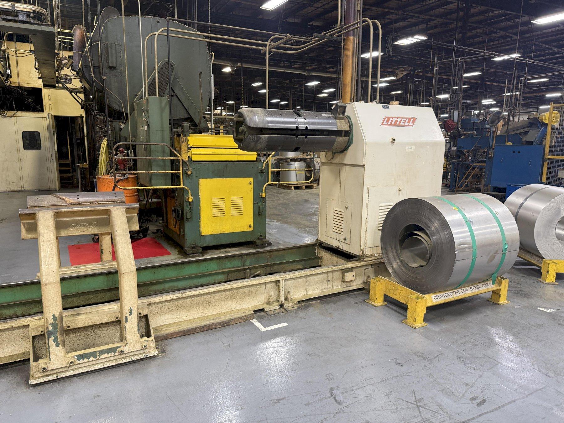 25,000 LBS X 36" LITTELL MODEL #250-38 COIL REEL UNCOILER & CAR: YOBRO #26040