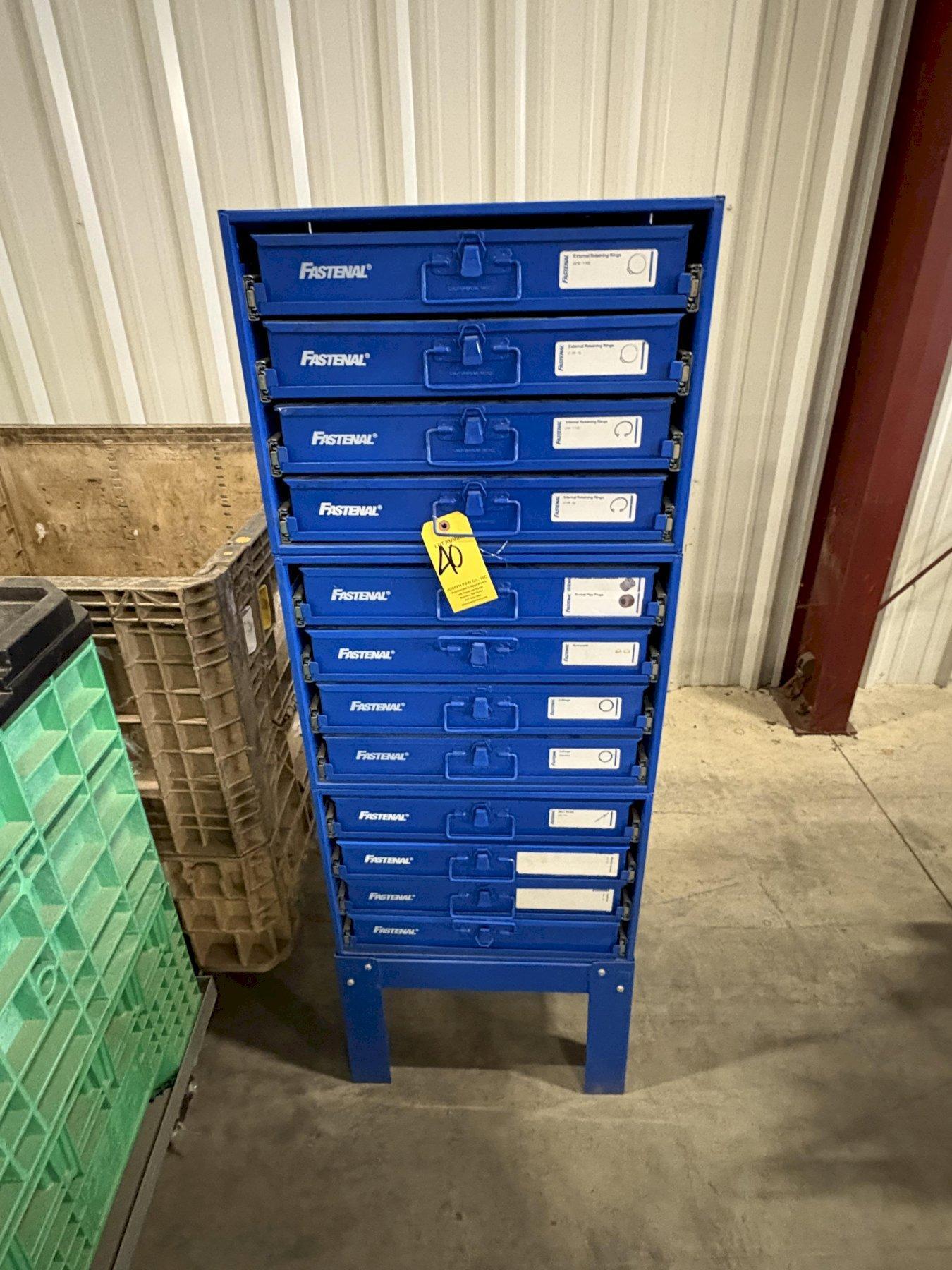 Fastenal 12 Drawer Parts Cabinet w/ Removable Drawers and Content