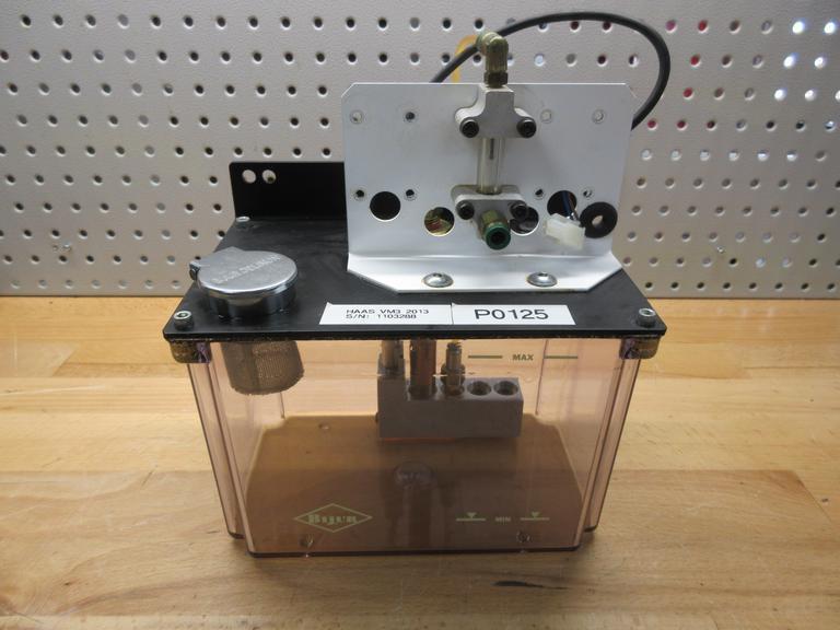 Used Haas Bijur 30-30533A Spindle Oil Tank 1 Port Pump Assy w/Prox