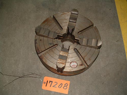 15″ Cushman, 4-Jaw,Steel chuck,L-1 back,3 3/16″ Hole.1 piece jaws