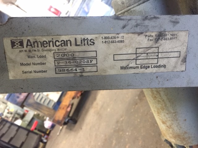 2000 LBS. AMERICAN HYDRAULIC SCISSORS LIFT TABLE
