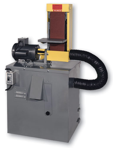 6″ KALAMAZOO No. S6MV, 48″L Belt, 6″ x 10″ Tbl., 3500 SFPM, 3 HP, Dust Collector & Stand, New