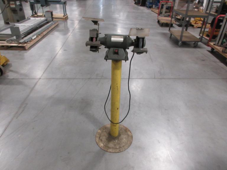 Dayton 4Z123F 6" Double End Pedestal Grinder, 115V Single Phase with Adjustable Work Tables and Safety Guards- Auction Item