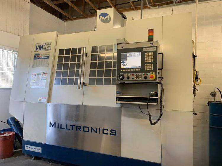 Milltronics VM-22 Vertical Machining Center 2011 with 15000 RPM Spindle
Remote Handjog,  Sidemount ATC, Chip Auger, and Coolant Tank