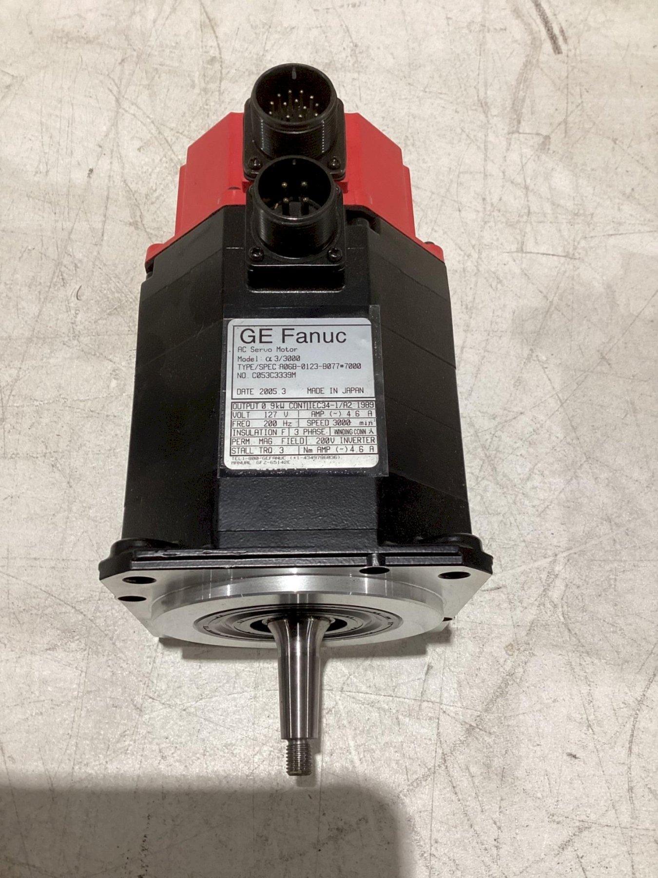 FANUC SERVO MOTOR A06B-0123-B077#7000 A 3/3000 USED