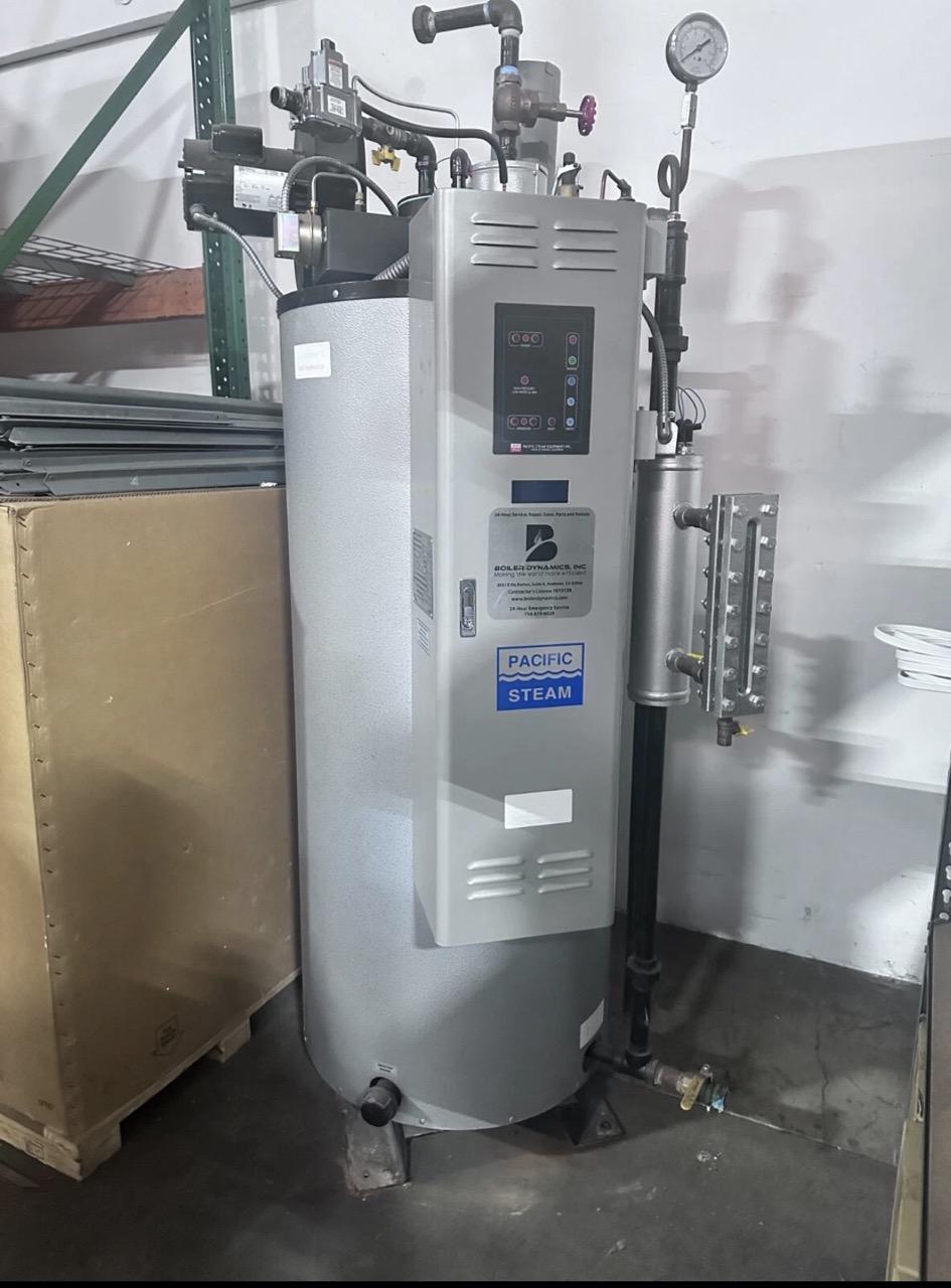 9.5 HP Pacific Steam Vertical Natural Gas Boiler Model BP200, 2021 – 150 PSI, 399,900 BTU