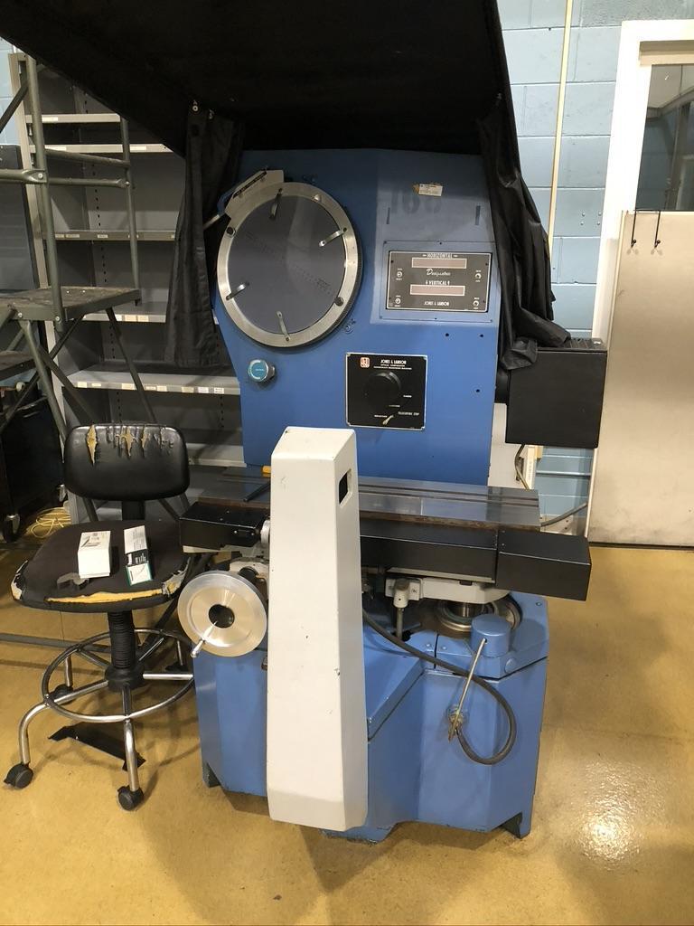 14" J & L OPTICAL COMPARATOR, MODEL EPIC 214, DIGITAL READOUTS, 8.5" X 32" TABLE, 6 POSITION OPTICS