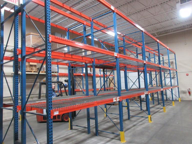Pallet Racking - (2) Back to Back Bays: (10) 14'H x 42" Uprights, Teardrop Style, (30) 8' Shelves, Wire Decking- *NO CONTENTS*- Auction Item