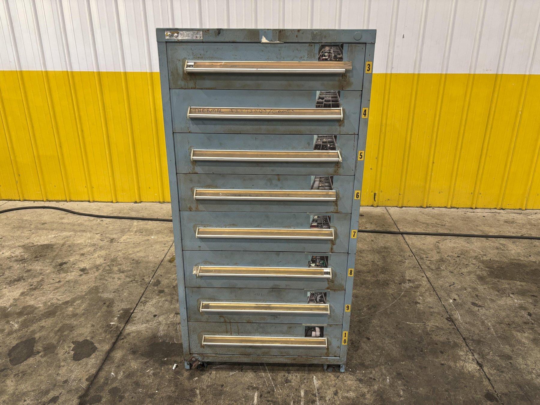 10 DRAWER STANLEY VIDMAR 28" X 30" X 59" TOOL STORAGE CABINET: YOBRO #24026