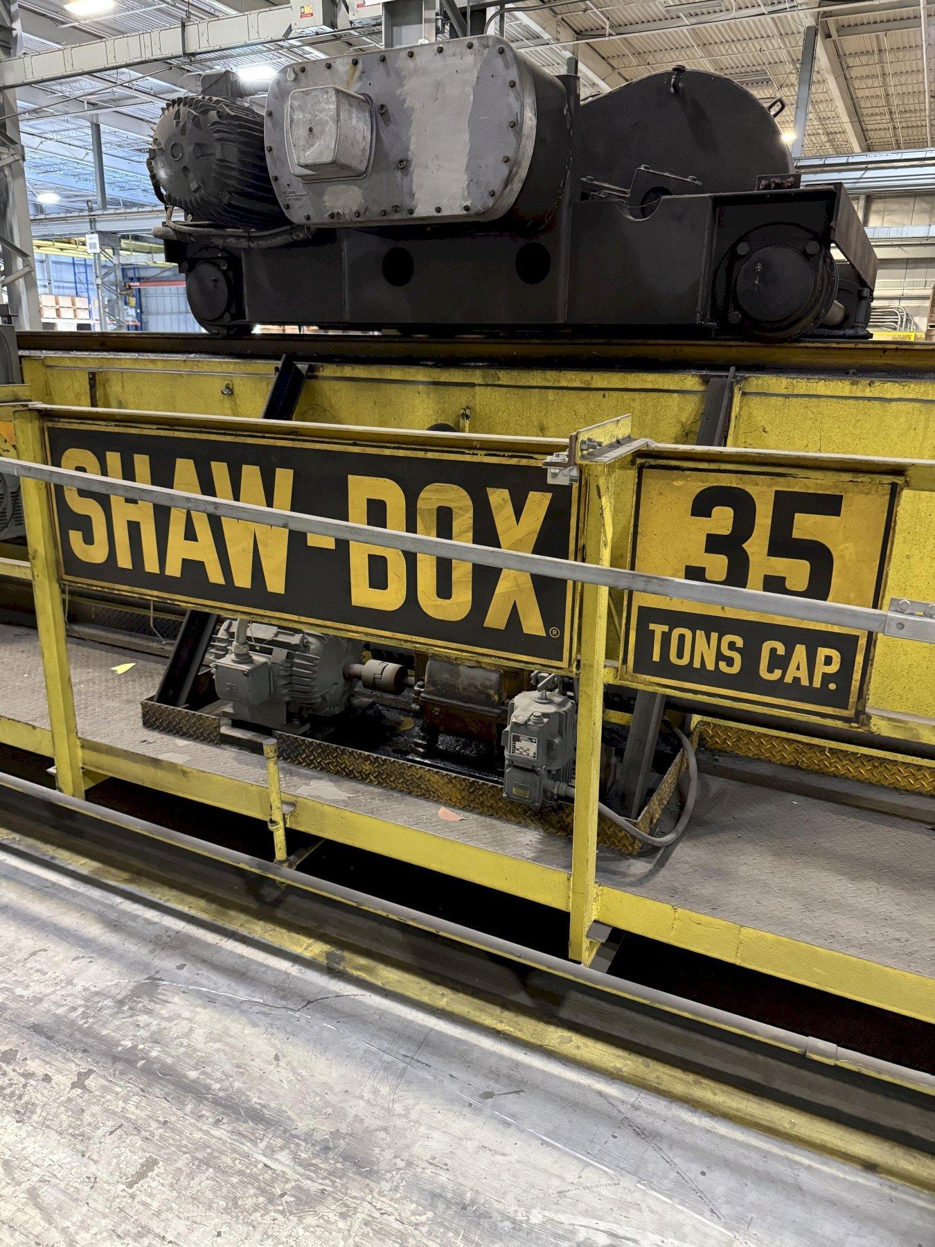 30/5 TON X 60' SPAN SHAWBOX OVERHEAD BRIDGE CRANE. STOCK # 1006525