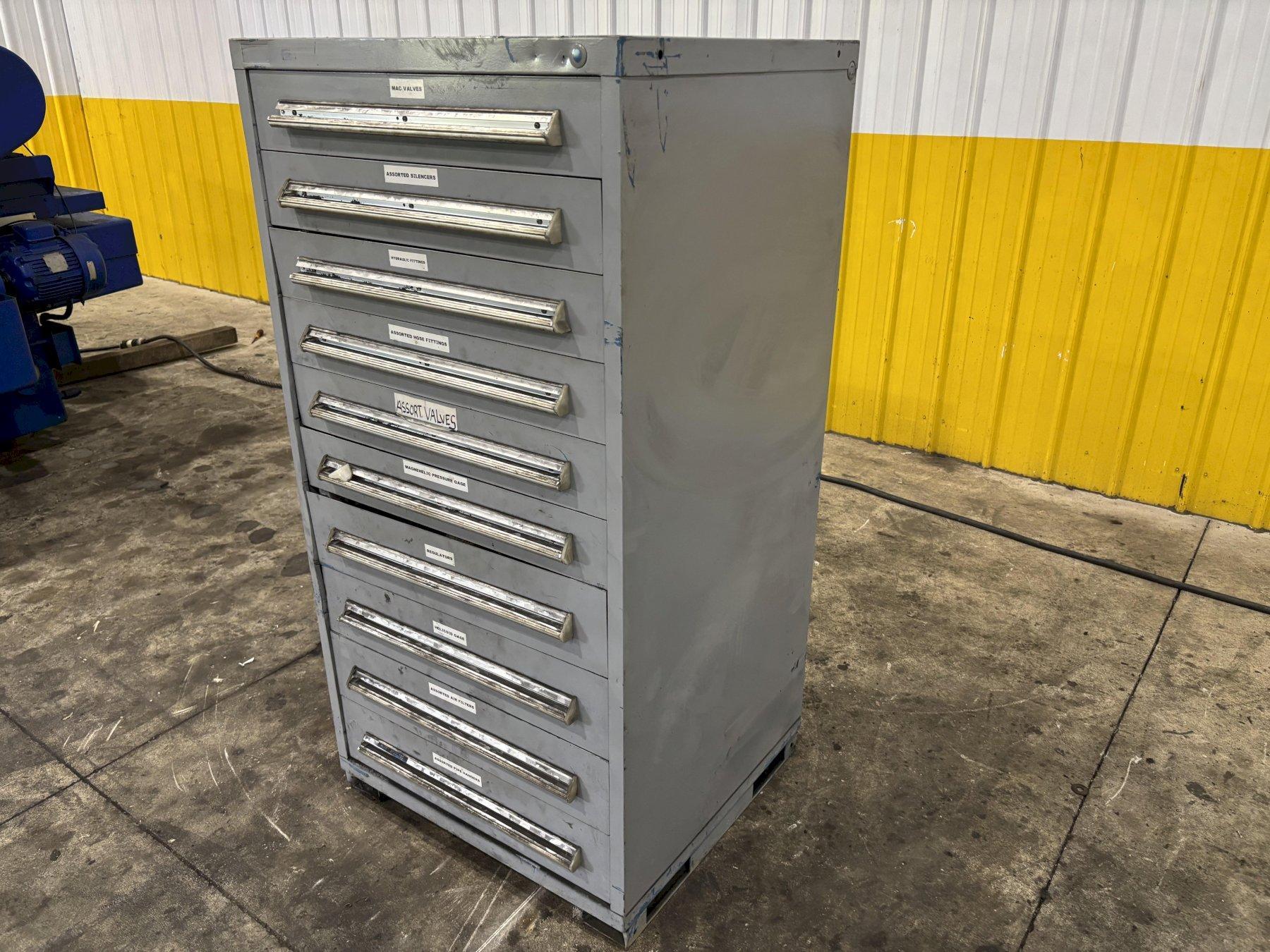 10 DRAWER STANLEY VIDMAR 28" X 30" X 59" TOOL STORAGE CABINET: YOBRO #24028
