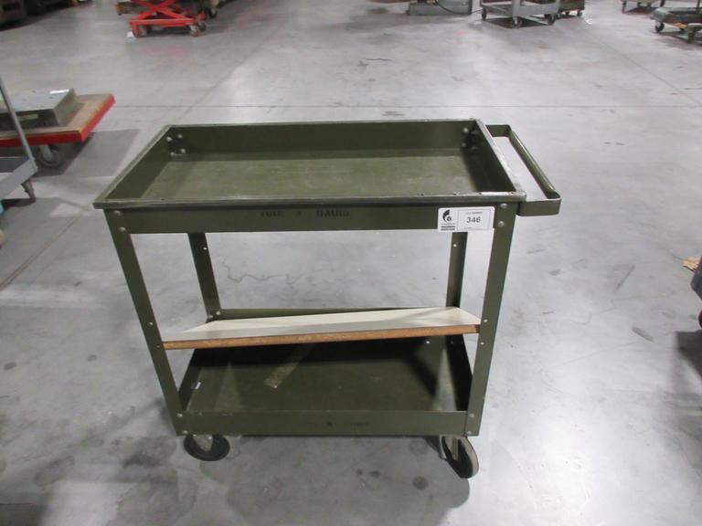Steel Rolling Shop Cart with 2 Shelves- Auction Item