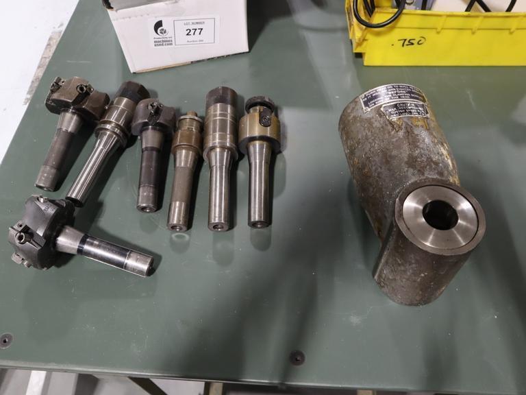 Assorted R8 Facemill & Arbors, Plus Bridgeport 90 Deg Right Angle Milling Head- Auction Item