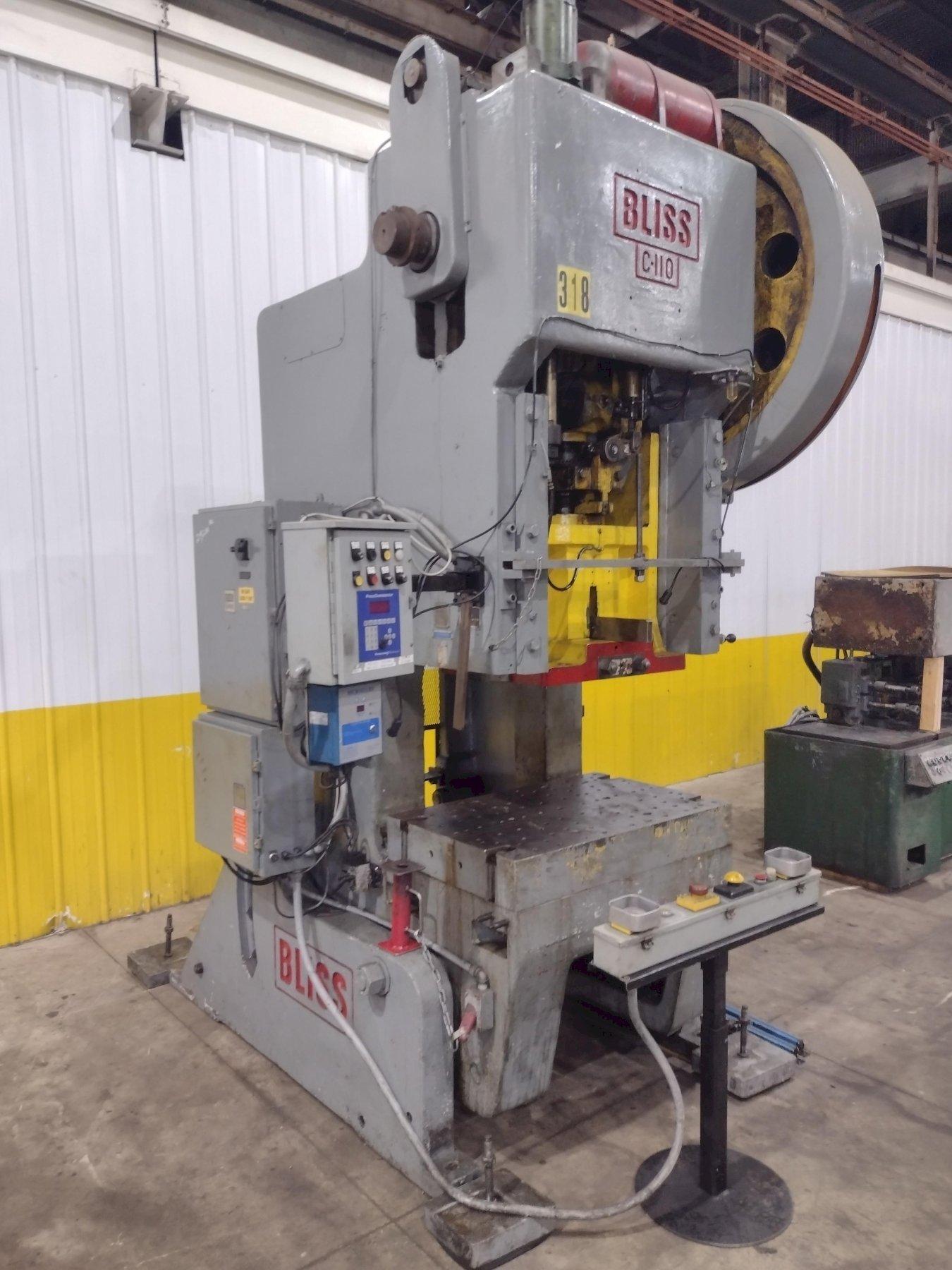 110 TON BLISS OBI MODEL #C-110 FW STAMPING PUNCH PRESS, 6" STROKE : YOBRO #25934