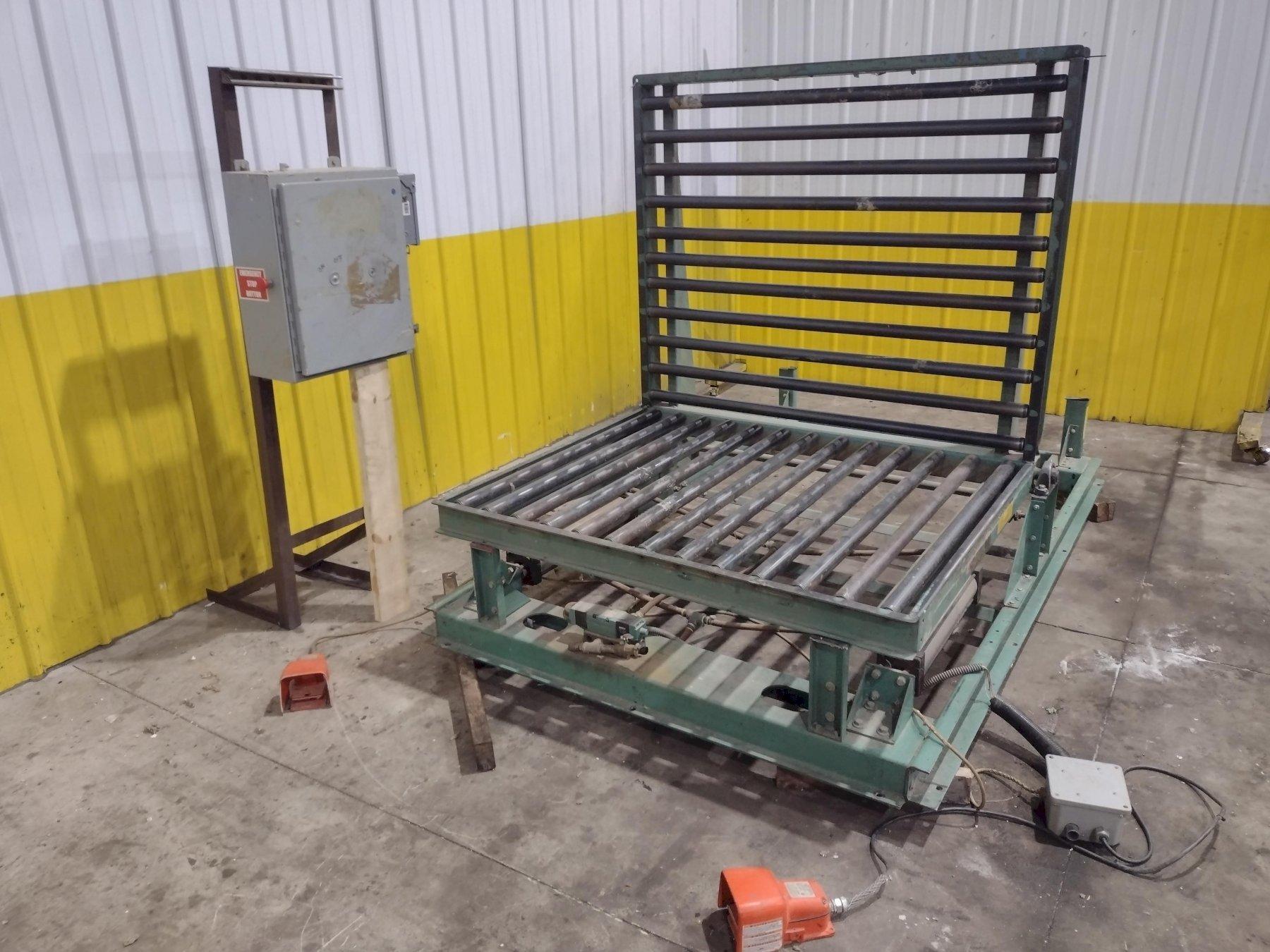 60" x 48" LIFT & TILT UPENDER / TABLE WITH ROLLER CONVEYOR, 115 VOLT: YOBRO #24709