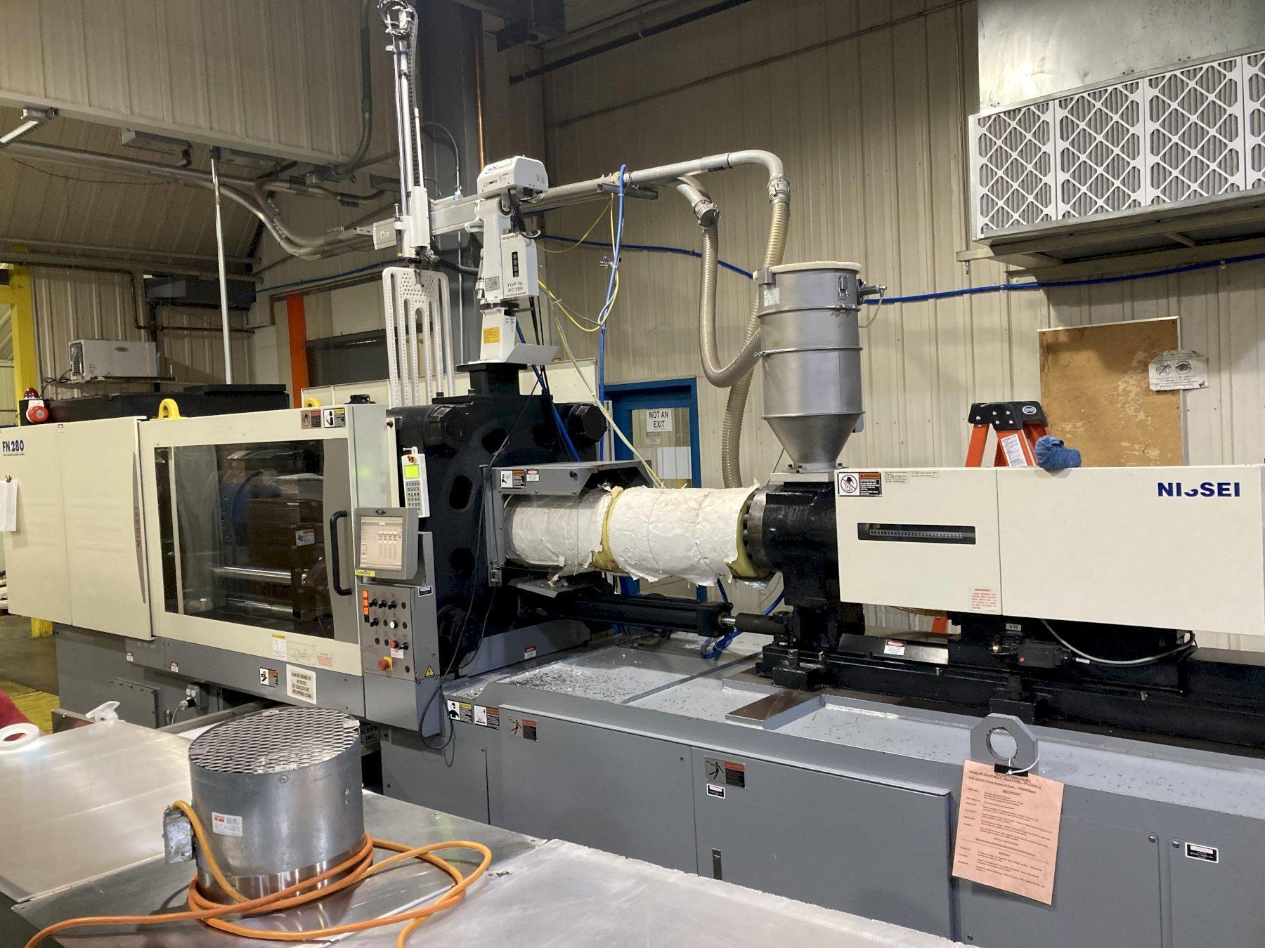 Nissei Used FN280-100A Injection Molding Machine, 309 US Ton, 33.8 oz.; NEW Screw and Barrel