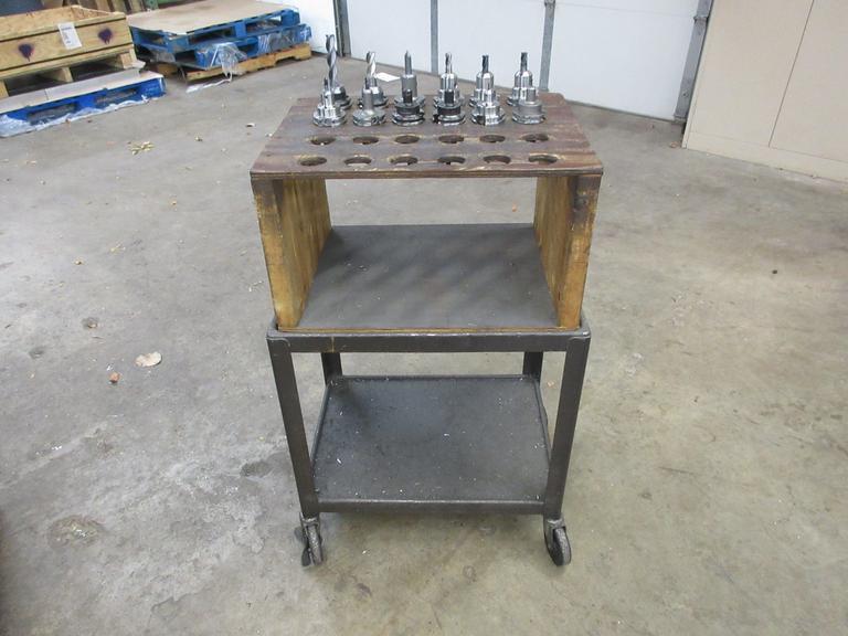 CAT40 End Mill Tool Holders on Rolling Steel Cart (12pcs) Diameters 3/4", 1/2", 1/4", 1/8"- Auction Item