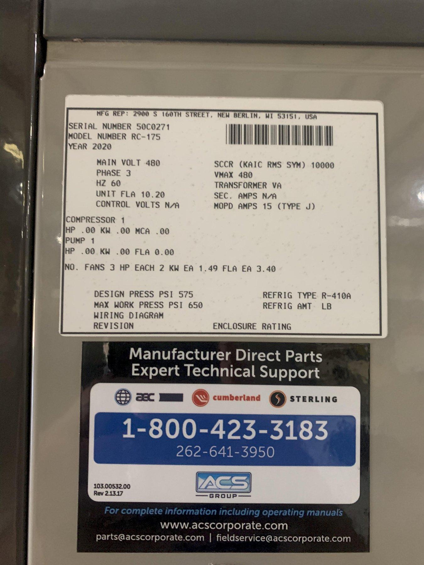 AEC 50 Ton Chiller System, GPRC175 with Remote Condenser and C150 Chiller Tank Set