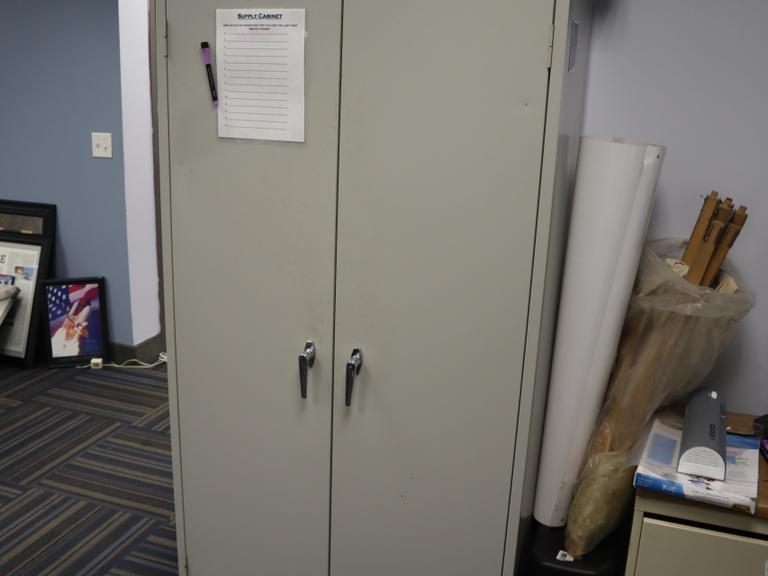 Metal Cabinet and Contents Office Supplies- Auction Item