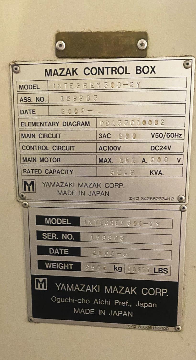 1 - PREOWNED MAZAK CNC TURNING CENTER, MODEL #: INTEGREX300-2Y, S/N: 159903
