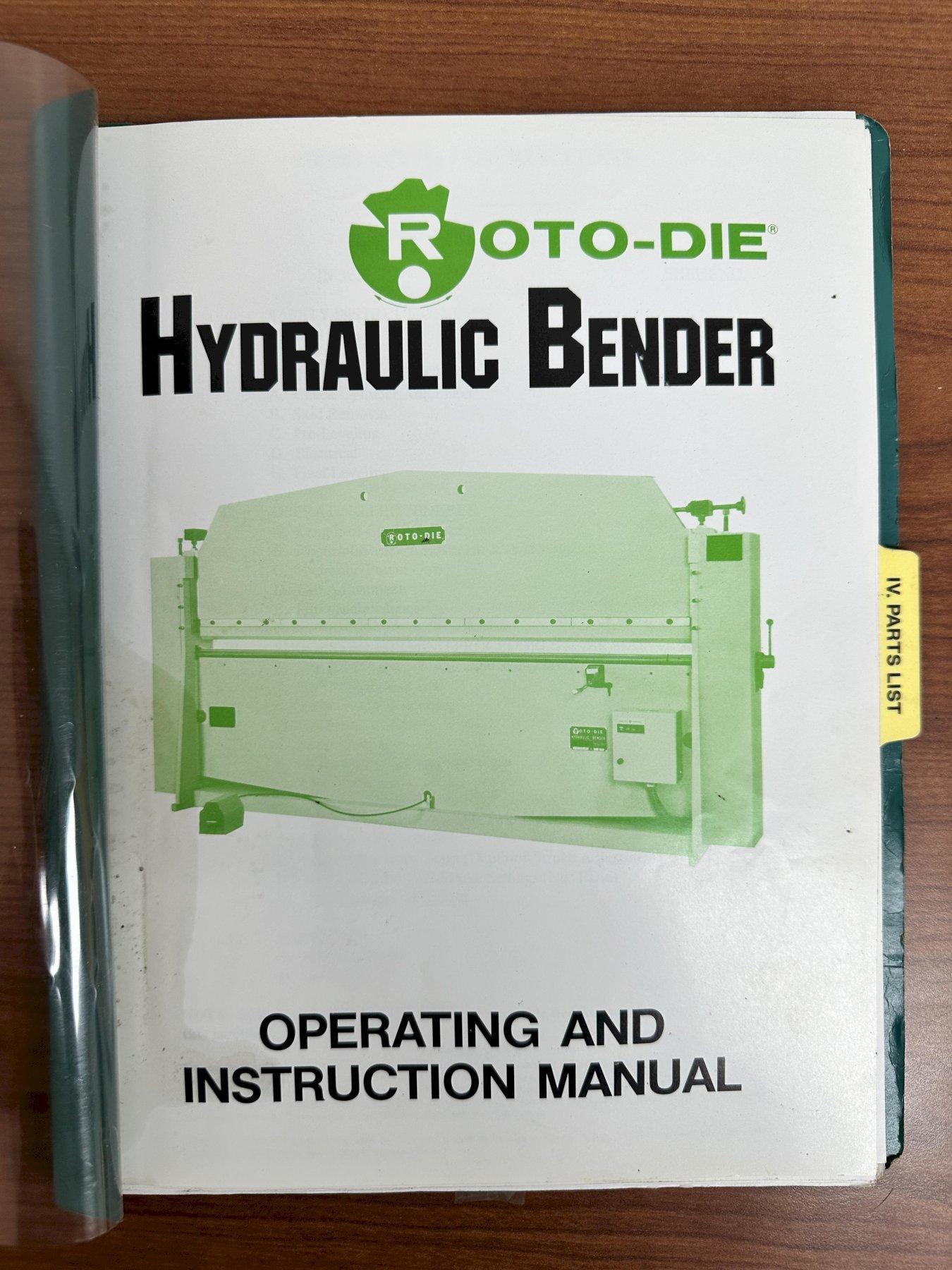 Roto-Die 10' x 16 Gauge Hydraulic Bender, #10