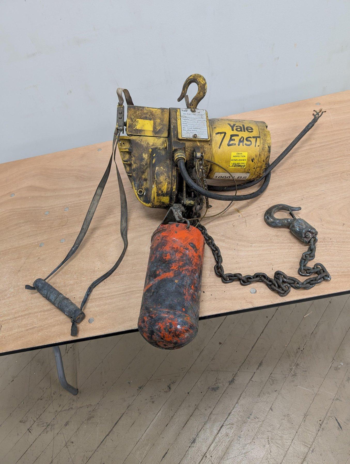 Yale Electric Hoist 1000 lb Capacity | 230V 3-Phase | Model MEL 1/2-10th17s1