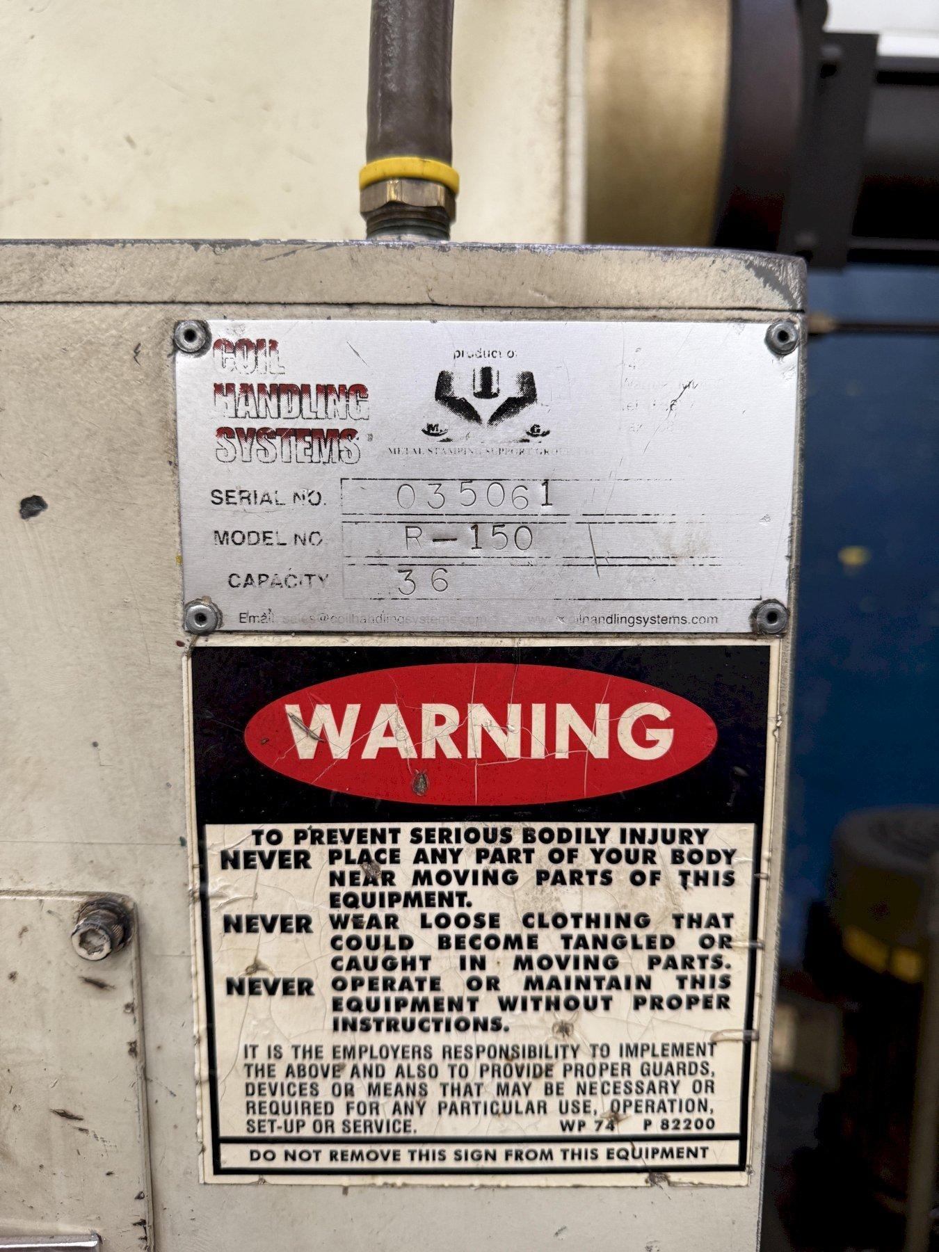 20,000 lbs. x 36" Capacity CHS Automation Coil Reel and Powered Straightener, Year 2005