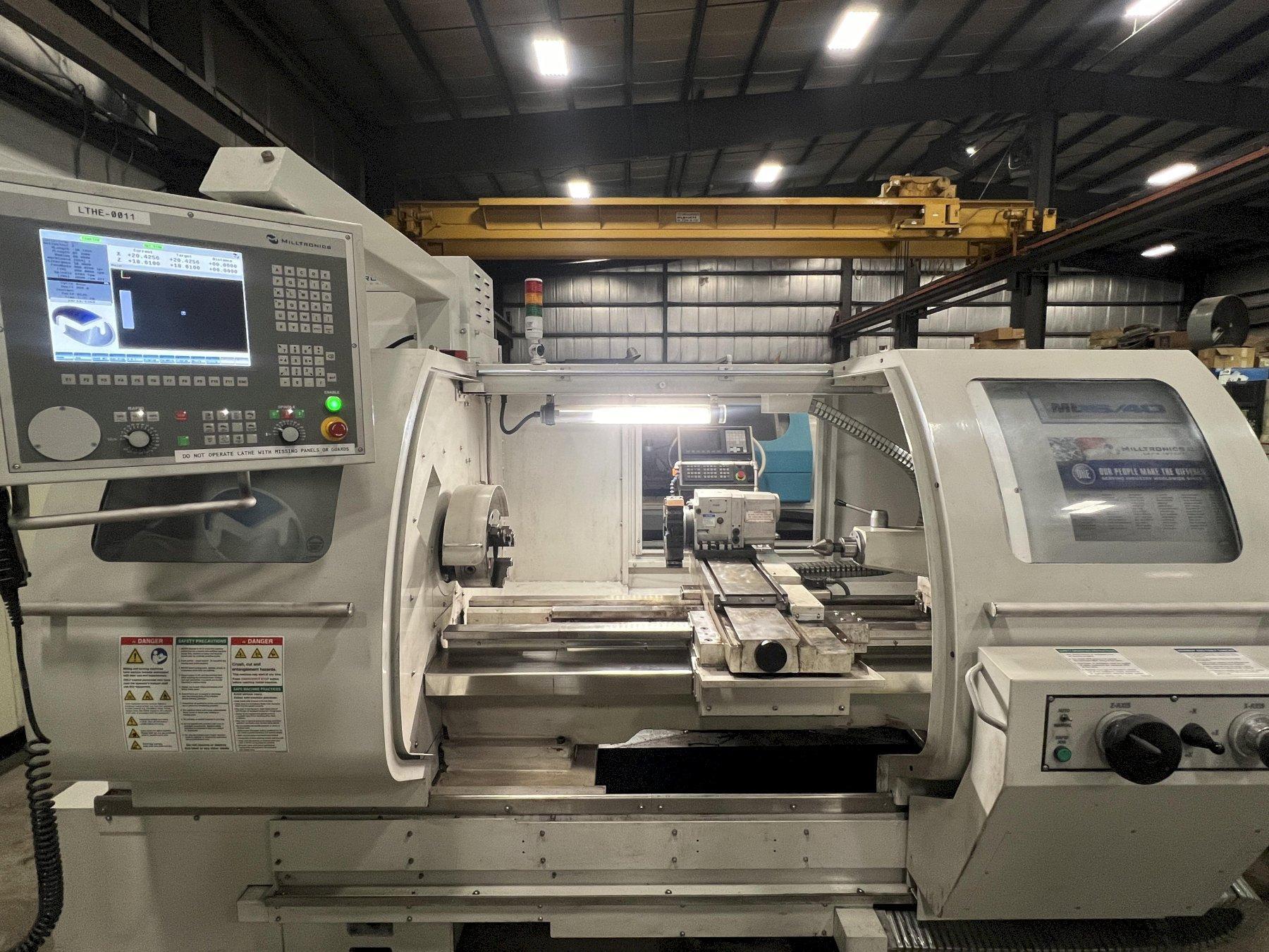 MILLTRONICS ML16/40 CNC LATHE WITH 8 POSITION TURRET,  8" CHUCK, TOOL POST GRINDER, 8200-B CONTROL, 2016