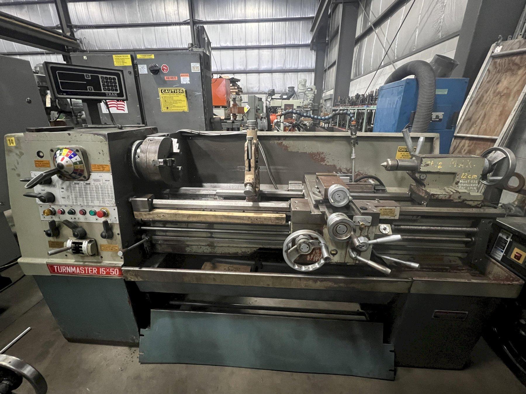15" x 50" AMERICAN TURNMASTER GEARED HEAD ENGINE LATHE, 7.5 HP MOTOR, INCH/METRIC, 1987