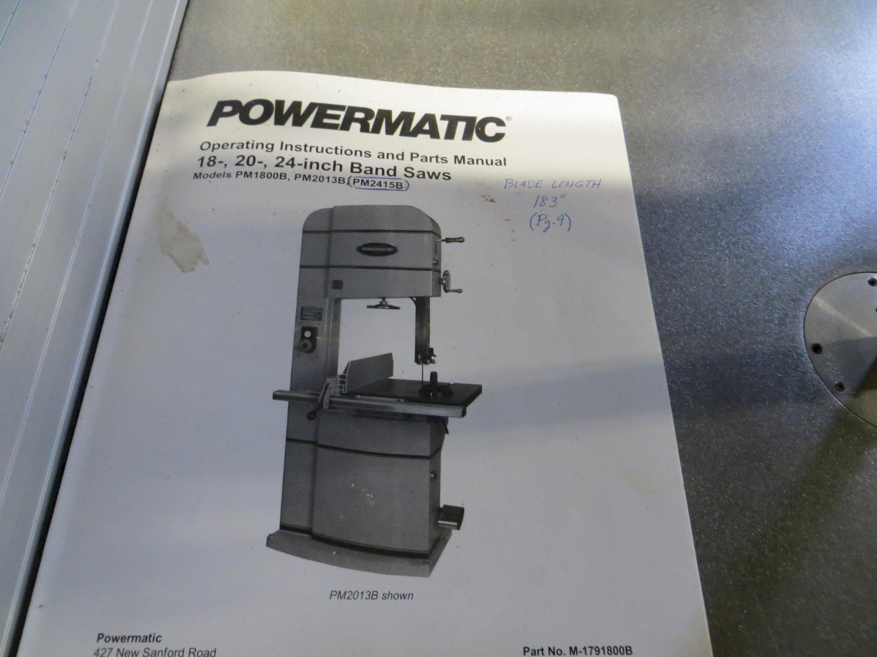 24" Powermatic Vertical Band Saw Model PM2415B