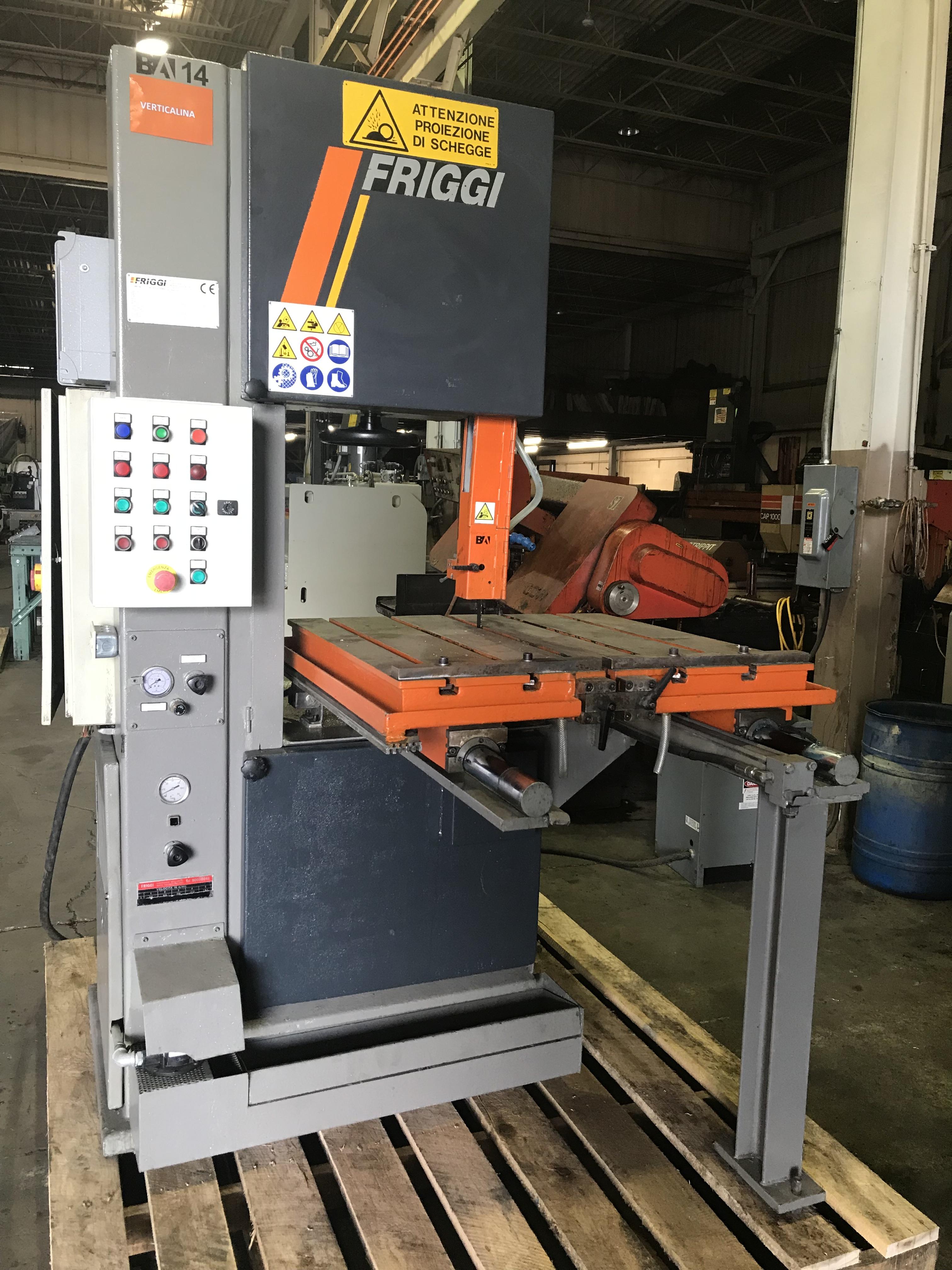 USED FRIGGI MODEL 104FG 500 POWERED TABLE HEAVY DUTY VERTICAL BLOCK & PLATE SAW, YEAR 1999 STOCK# 10635